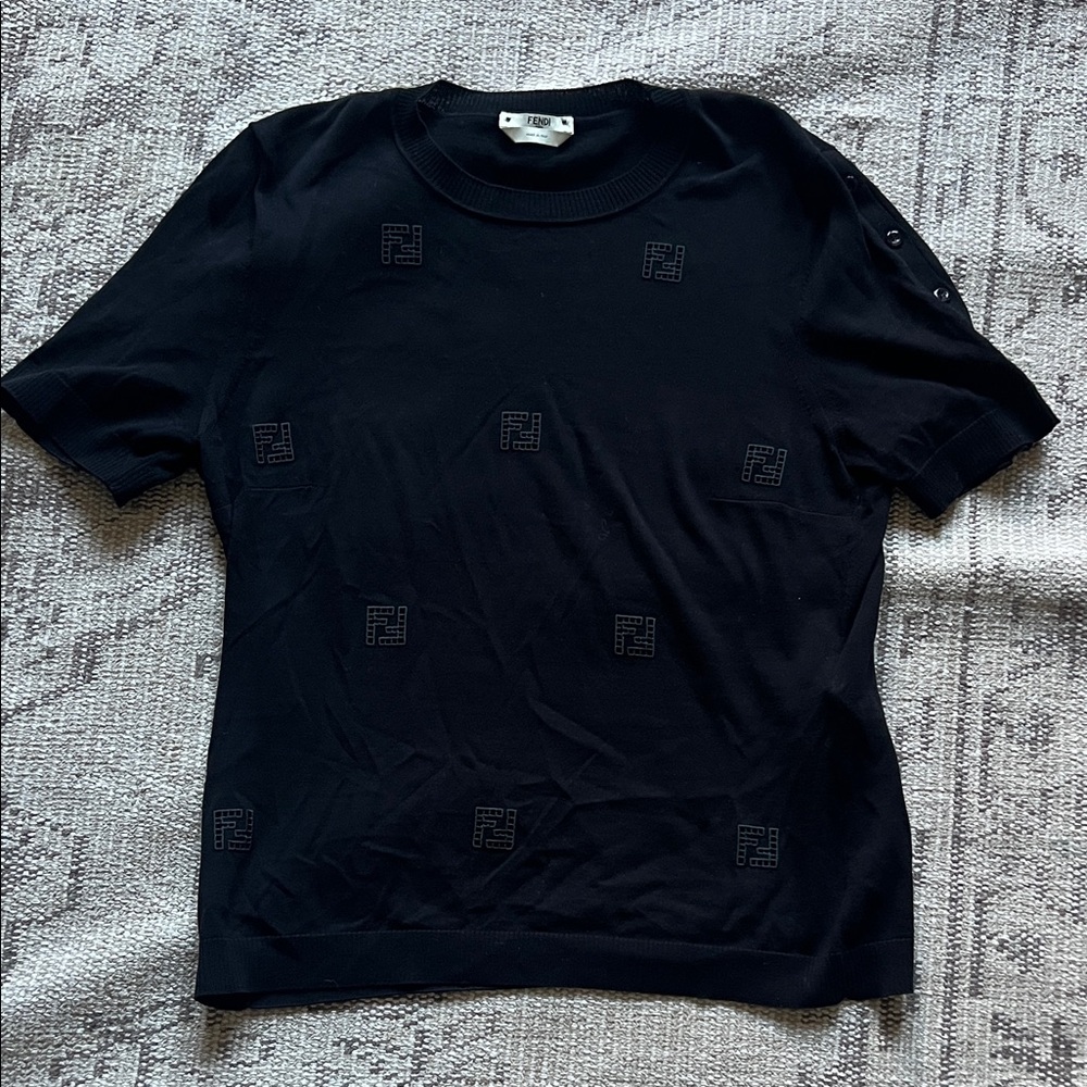 Fendi Black Logo Short Sleeve Tee